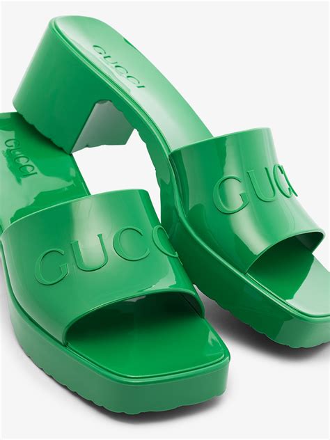 gucci rubber sandals green|gucci snakeskin sandals.